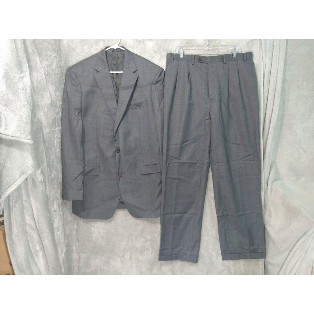 Ralph Lauren Suit Mens 44XL Jacket 36x31 Pants Gray Wool Cuffed Pleated Preppy